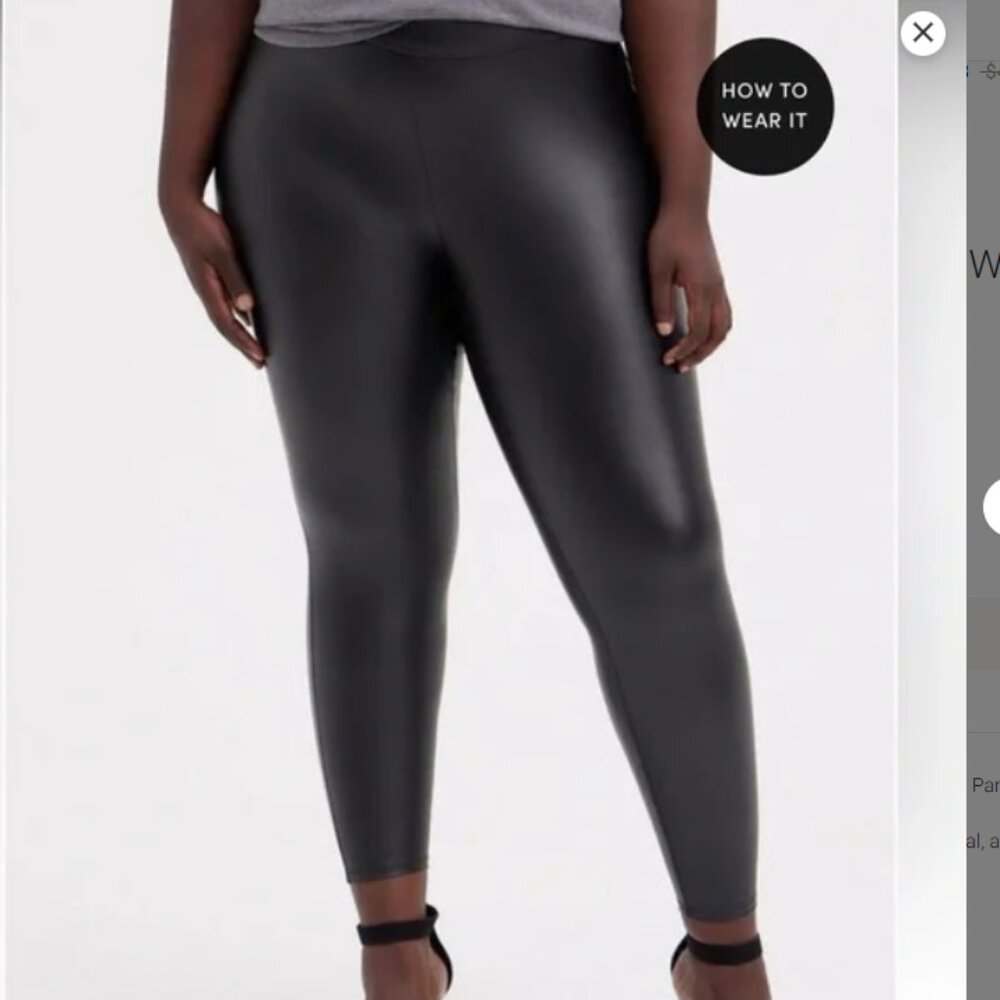 NWOT Torrid Black Faux Leather Signature Waist Leggings - Plus Size 2 / 2X